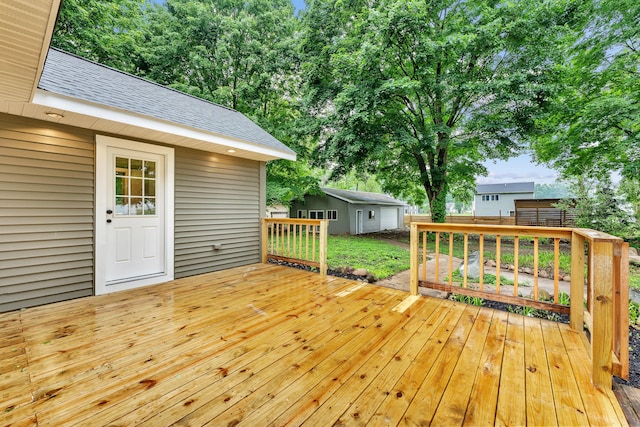 925 133rd Ave, Wayland, MI 49348 - wooden deck featuring an outbuilding