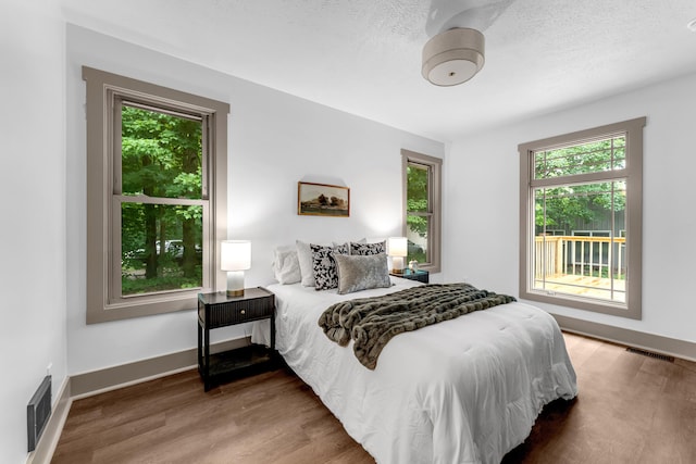 925 133rd Ave, Wayland, MI 49348 - bedroom with multiple windows, wood finished floors, baseboards, and a textured ceiling