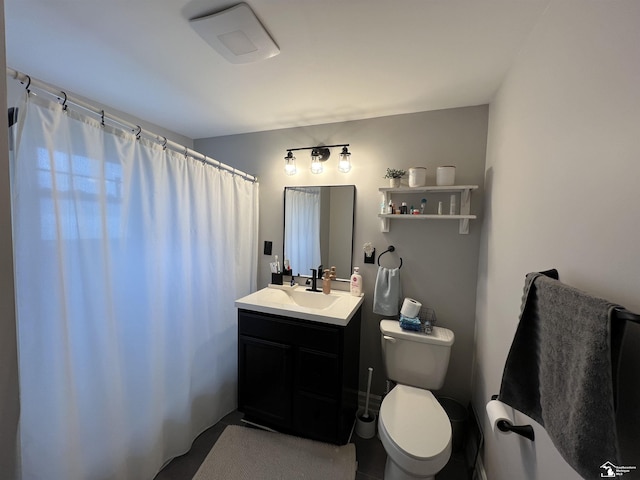 5304 E Dunbar Rd, Monroe, MI 48161 - bathroom featuring vanity, toilet, and curtained shower