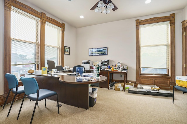 318 Houston Ave, Muskegon, MI 49441 - carpeted office space featuring ceiling fan and recessed lighting
