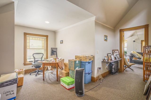 318 Houston Ave, Muskegon, MI 49441 - carpeted office space with baseboards and lofted ceiling