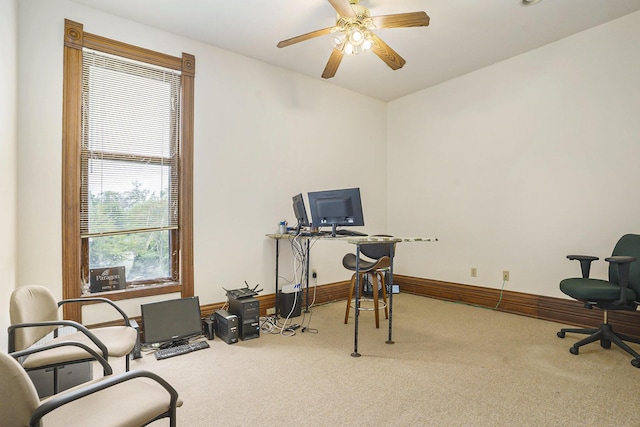 318 Houston Ave, Muskegon, MI 49441 - carpeted office space featuring baseboards and a ceiling fan