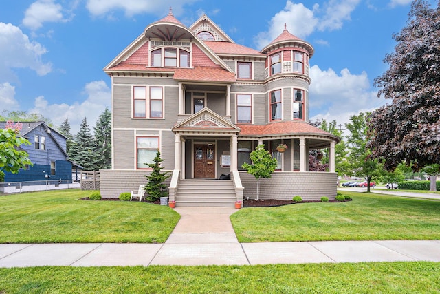 318 Houston Ave, Muskegon, MI 49441 - victorian house featuring a front lawn and a porch