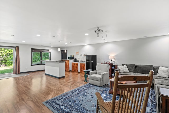 2980 N Old State Rd, Weidman, MI 48893 - living room featuring light wood finished floors and recessed lighting