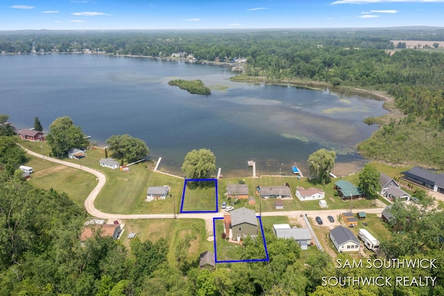 1034 Thompson St SW, Stanton, MI 48888 - view of property location with property boundaries highlighted, a large body of water, and a heavily wooded area