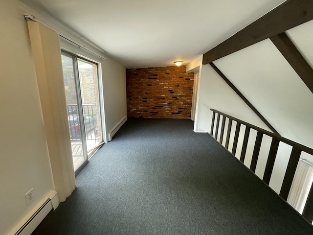 620 E Lincoln Ave Unit 7, Royal Oak, MI 48067 - carpeted empty room featuring brick wall and a baseboard heating unit