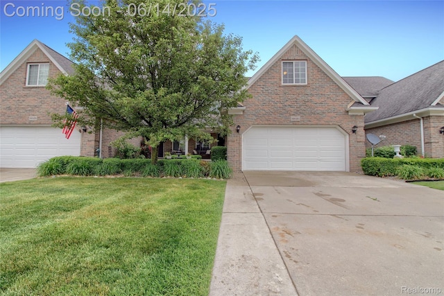 31626 Beaver Cir, New Boston, MI 48164 - traditional home featuring brick siding, a front lawn, concrete driveway, and a garage