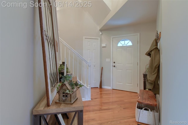 31626 Beaver Cir, New Boston, MI 48164 - foyer entrance featuring stairway and light wood-type flooring