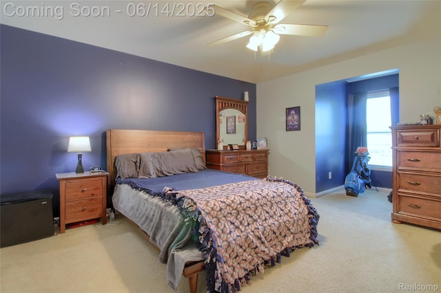 31626 Beaver Cir, New Boston, MI 48164 - bedroom featuring light colored carpet and a ceiling fan