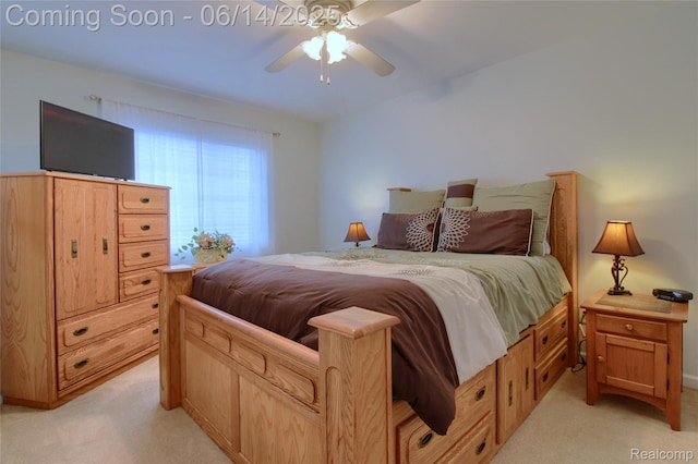 31626 Beaver Cir, New Boston, MI 48164 - bedroom with light carpet and ceiling fan