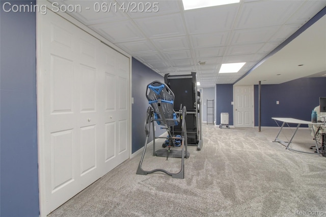31626 Beaver Cir, New Boston, MI 48164 - workout room featuring carpet and baseboards