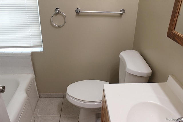 15504 Chelsea, Redford, MI 48239 - full bathroom featuring toilet, a garden tub, tile patterned floors, and vanity