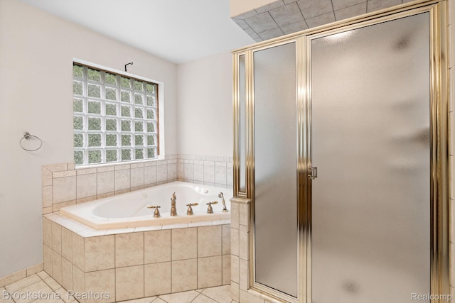 26569 Autumn Lake Dr, Chesterfield, MI 48051 - bathroom featuring a bath, tile patterned flooring, and a shower stall