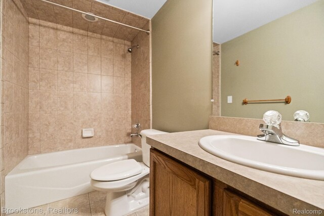 26569 Autumn Lake Dr, Chesterfield, MI 48051 - full bathroom with toilet, vanity, bathtub / shower combination, and tile patterned floors