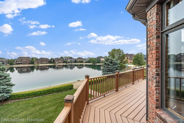 26569 Autumn Lake Dr, Chesterfield, MI 48051 - wooden deck with a water view, a residential view, and a yard