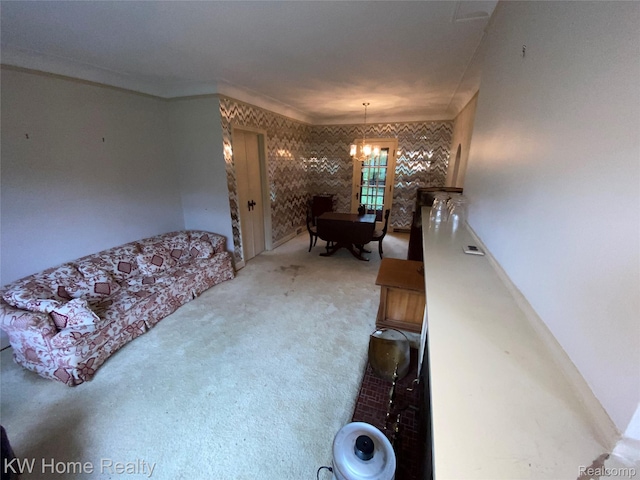 27943 Sunset Blvd W, Lathrup Village, MI 48076 - carpeted living room with a chandelier