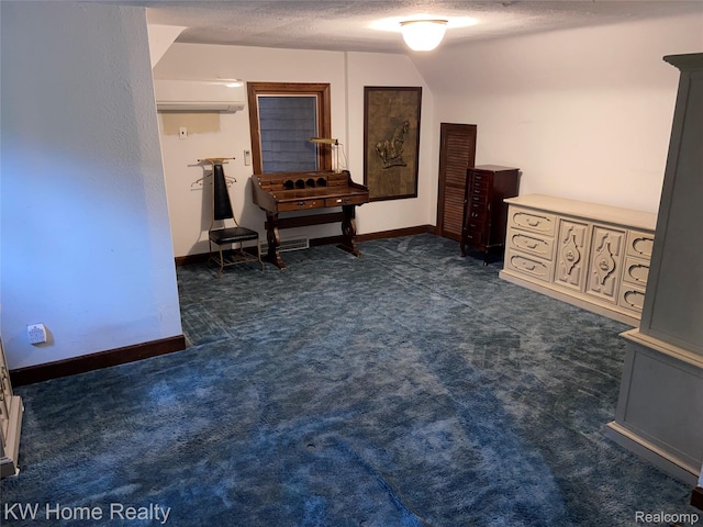 27943 Sunset Blvd W, Lathrup Village, MI 48076 - bedroom featuring a wall mounted air conditioner, a textured ceiling, and dark colored carpet
