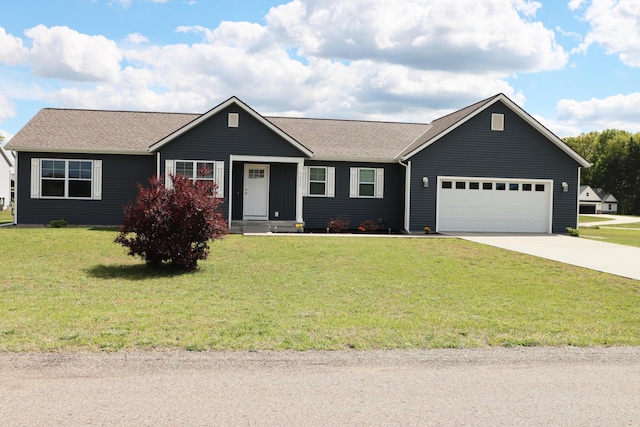 3290 Signal Point Dr, Allegan, MI 49010 - ranch-style home featuring a garage, driveway, a front lawn, and roof with shingles