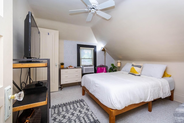 953 Berkshire Rd, Grosse Pointe Park, MI 48230 - bedroom featuring vaulted ceiling, light colored carpet, a ceiling fan, and cooling unit