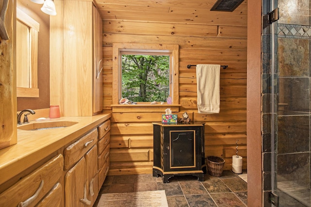 1547 N Dennis Rd, Ludington, MI 49431 - full bathroom with vanity and stone finish flooring