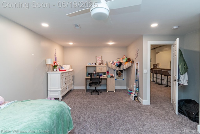 75757 Peters Dr, Bruce, MI 48065 - carpeted bedroom with recessed lighting and ceiling fan