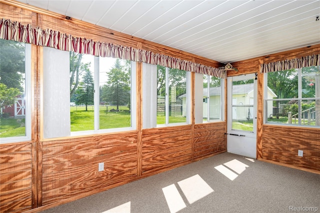 3460 N Gale Rd, Davison, MI 48423 - unfurnished sunroom with healthy amount of natural light, carpet floors, and wooden walls