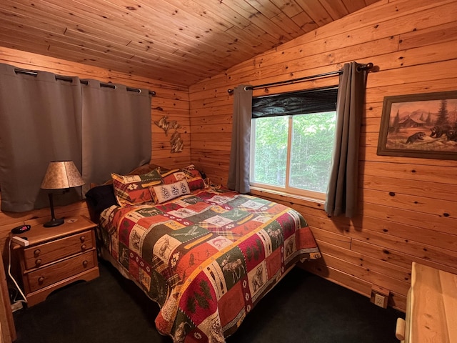 32480 W Old Chip Rd, Paradise, MI 49768 - bedroom featuring lofted ceiling and wooden walls