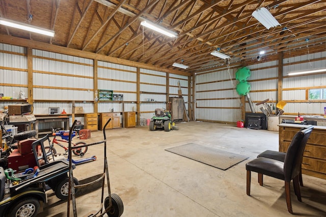 7100 Tripp Rd, Horton, MI 49246 - garage with metal wall