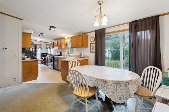 7100 Tripp Rd, Horton, MI 49246 - dining space with a chandelier and light flooring