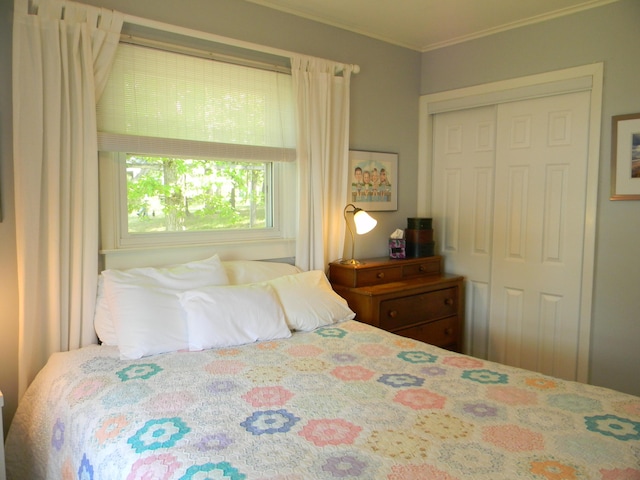 67 S Emerson Dr, Branch, MI 49402 - bedroom featuring a closet and crown molding