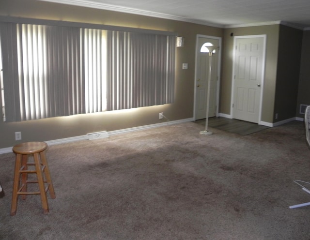 1097 Oliverda Rd, Sherwood, MI 49089 - unfurnished living room with carpet floors, ornamental molding, and baseboards