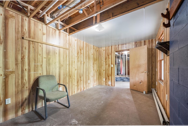 22251 210th Ave, Tustin, MI 49688 - unfinished basement with baseboard heating and wood walls