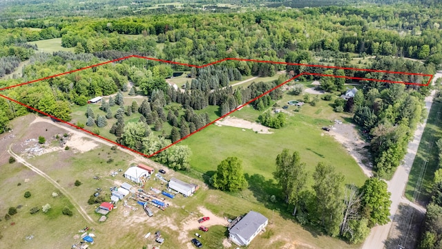 22251 210th Ave, Tustin, MI 49688 - aerial view of property's location with a forest and property boundaries highlighted