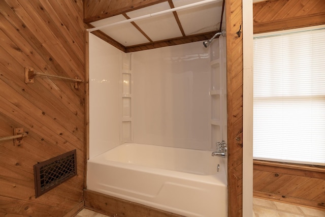 3804 Portage St, Kalamazoo, MI 49001 - full bath featuring wood walls and shower / bath combination
