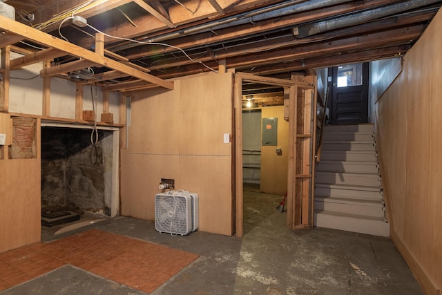 3804 Portage St, Kalamazoo, MI 49001 - unfinished below grade area featuring electric panel and stairs