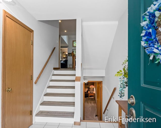 17879 Hidden Dunes Ln Unit D, Spring Lake, MI 49456 - stairs with tile patterned floors and recessed lighting