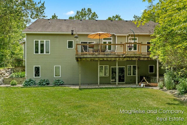4349 Walter Rd, Wayland, MI 49348 - rear view of property featuring a deck and a lawn