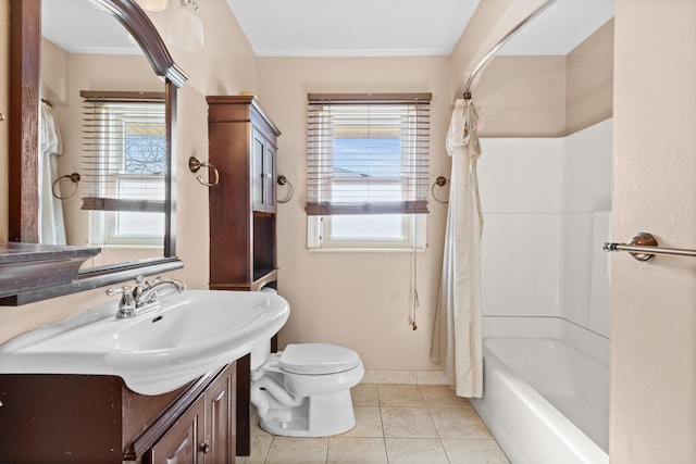 7369 Helen, Center Line, MI 48015 - full bath featuring toilet, vanity, healthy amount of natural light, tile patterned flooring, and crown molding