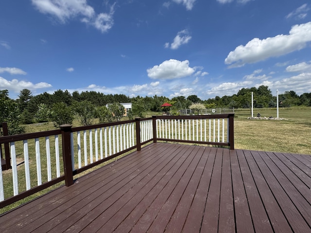 3828 90th Ave, Evart, MI 49631 - wooden deck with a yard