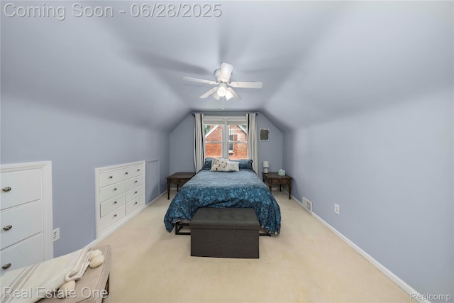 4507 Groveland Ave, Royal Oak, MI 48073 - bedroom with vaulted ceiling, carpet flooring, and ceiling fan