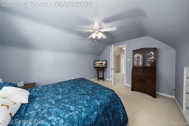 4507 Groveland Ave, Royal Oak, MI 48073 - carpeted bedroom featuring lofted ceiling and a ceiling fan