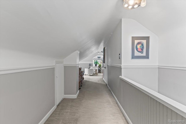 809 E Bennett Ave, Ferndale, MI 48220 - corridor featuring lofted ceiling and light carpet