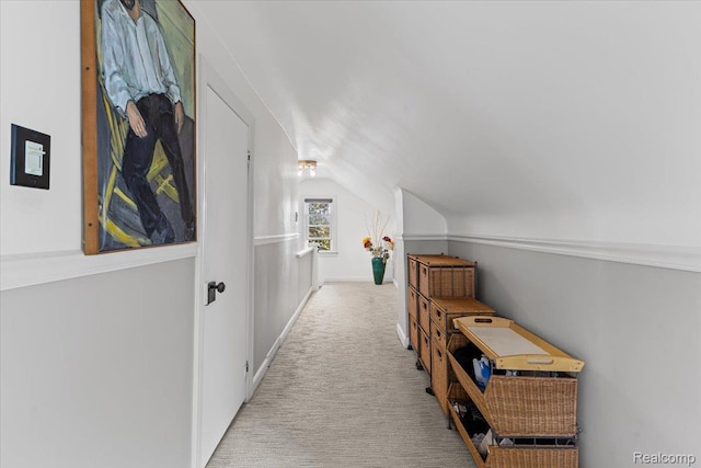 809 E Bennett Ave, Ferndale, MI 48220 - corridor with carpet floors, vaulted ceiling, and baseboards