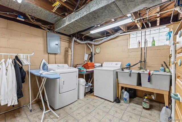 809 E Bennett Ave, Ferndale, MI 48220 - washroom featuring electric panel and separate washer and dryer