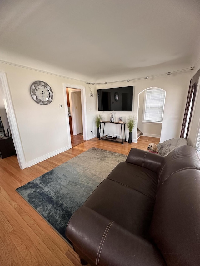 26314 E St, Saint Clair Shores, MI 48081 - living room with baseboards and wood finished floors