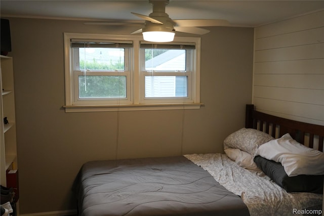106 S Marias Ave, Clawson, MI 48017 - bedroom featuring multiple windows, ceiling fan, and crown molding