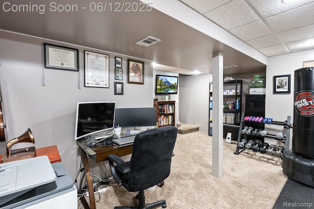 6287 Woodring Ct, Brighton, MI 48116 - carpeted office space featuring a paneled ceiling