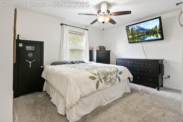 6287 Woodring Ct, Brighton, MI 48116 - bedroom featuring light carpet, ceiling fan, and baseboards