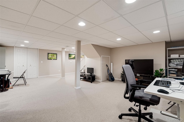 39719 Squire Rd, Novi, MI 48375 - carpeted office featuring recessed lighting, baseboards, and a drop ceiling