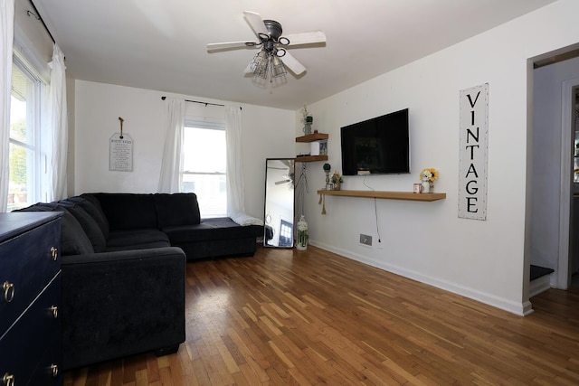 600 Center Dr, Tecumseh, MI 49286 - living area with ceiling fan and hardwood / wood-style flooring